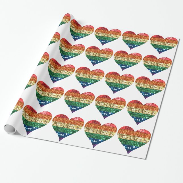 lgbt rainbow heart wrapping paper (Unrolled)