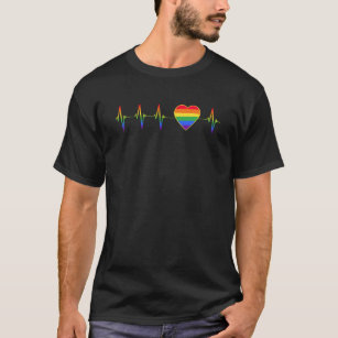 LGBT Rainbow Heartbeat EKG T-Shirt