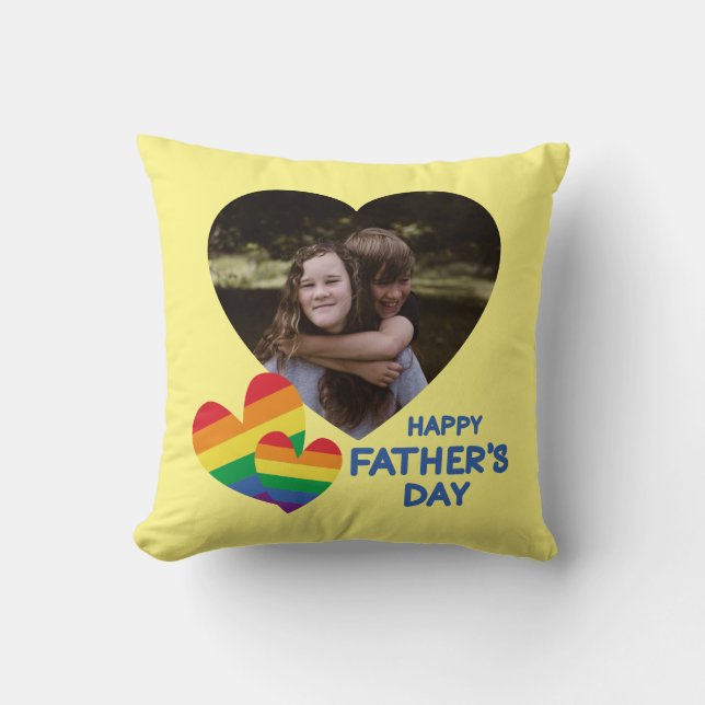 LGBT Rainbow Hearts Father's Day Cushion (Front)