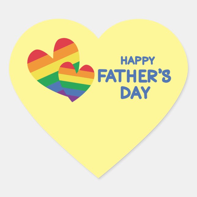 LGBT Rainbow Hearts Father's Day Heart Sticker (Front)