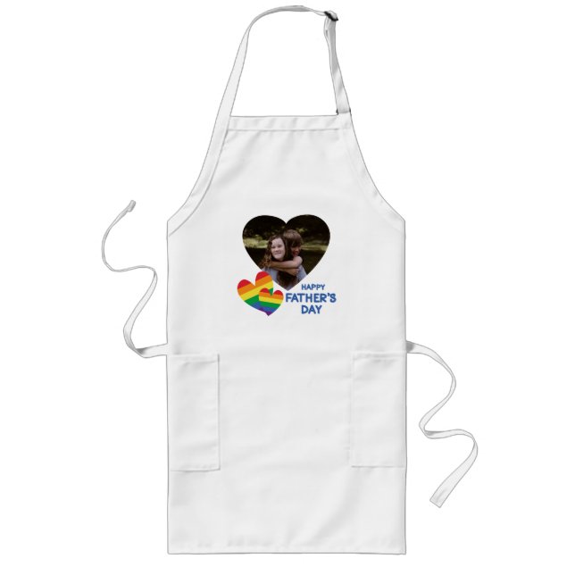 LGBT Rainbow Hearts Father's Day Long Apron (Front)