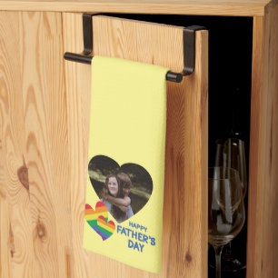 LGBT Rainbow Hearts Father's Day Tea Towel