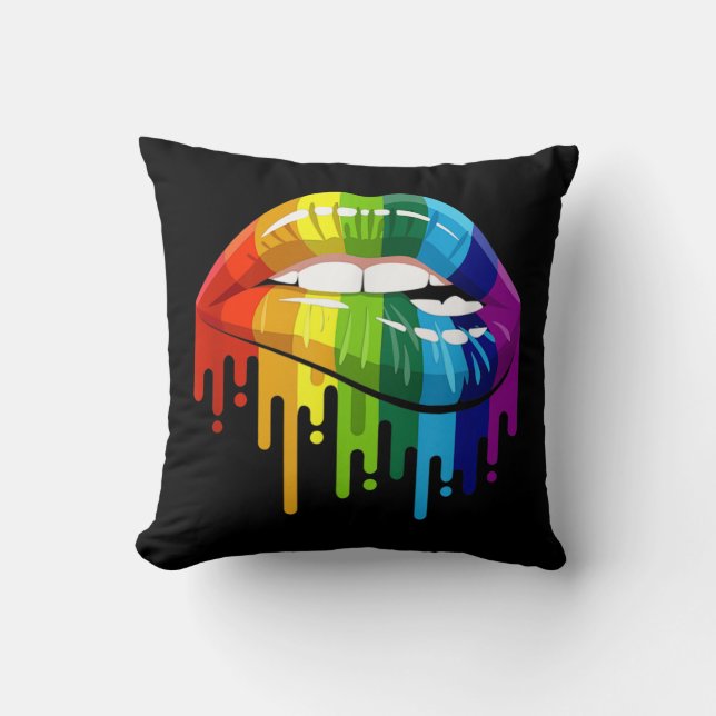 LGBT Rainbow Lip Gay Pride Cushion (Front)