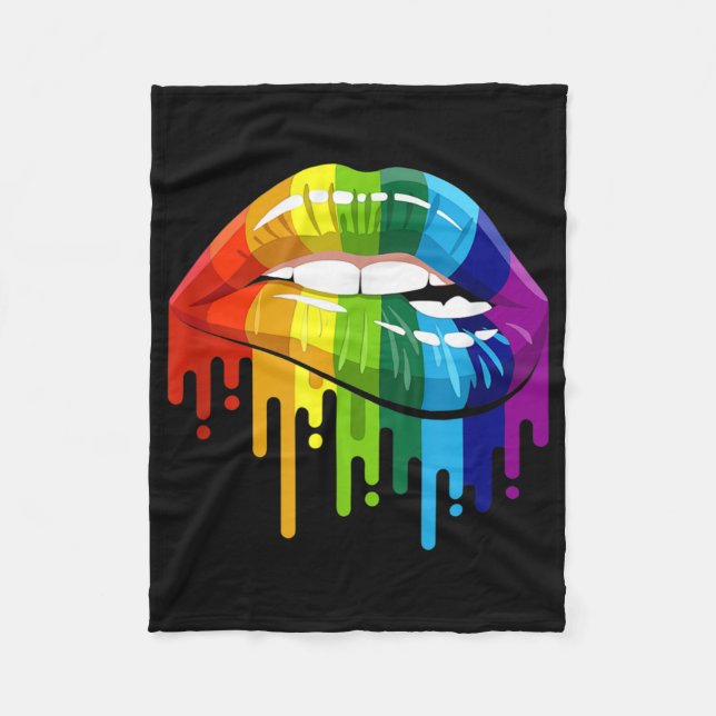 LGBT Rainbow Lip Gay Pride Fleece Blanket (Front)