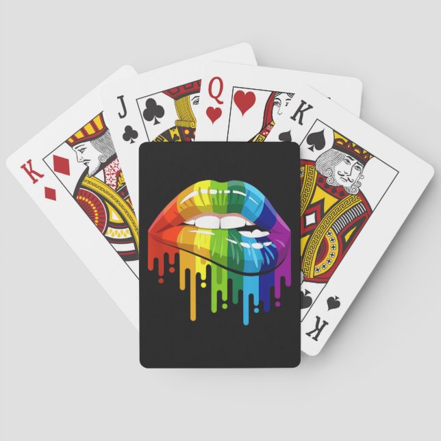 LGBT Rainbow Lip Gay Pride Playing Cards (Back)