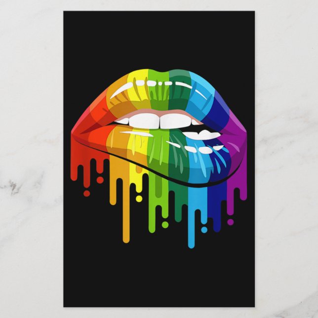 LGBT Rainbow Lip Gay Pride Stationery (Front)