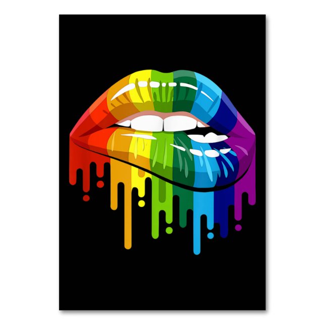 LGBT Rainbow Lip Gay Pride Table Number (Front)
