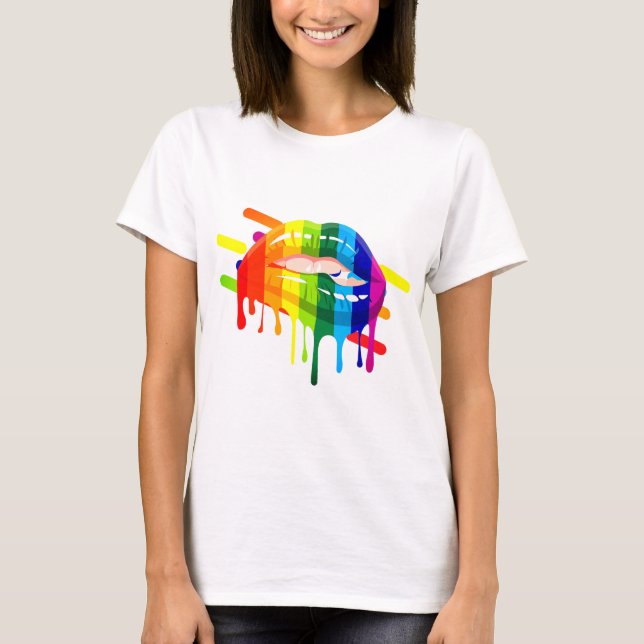 LGBT Rainbow Lips Art T-Shirt (Front)