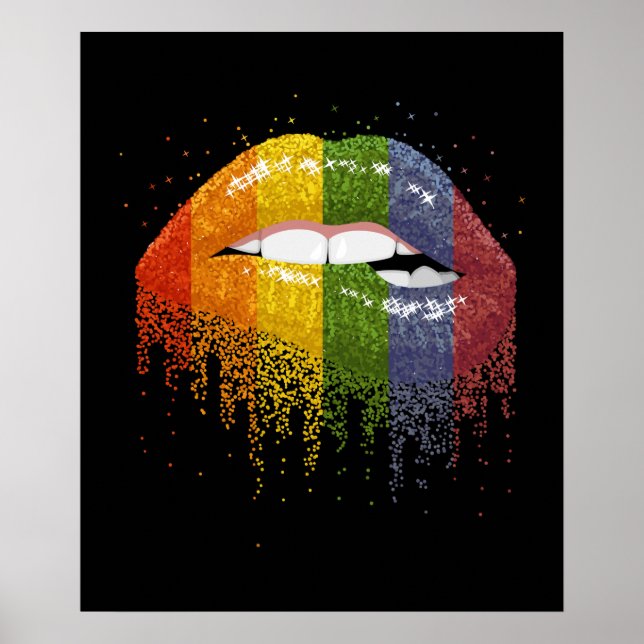 LGBT Rainbow Lips Pride - Gay, Homosexual, lesbian Poster (Front)