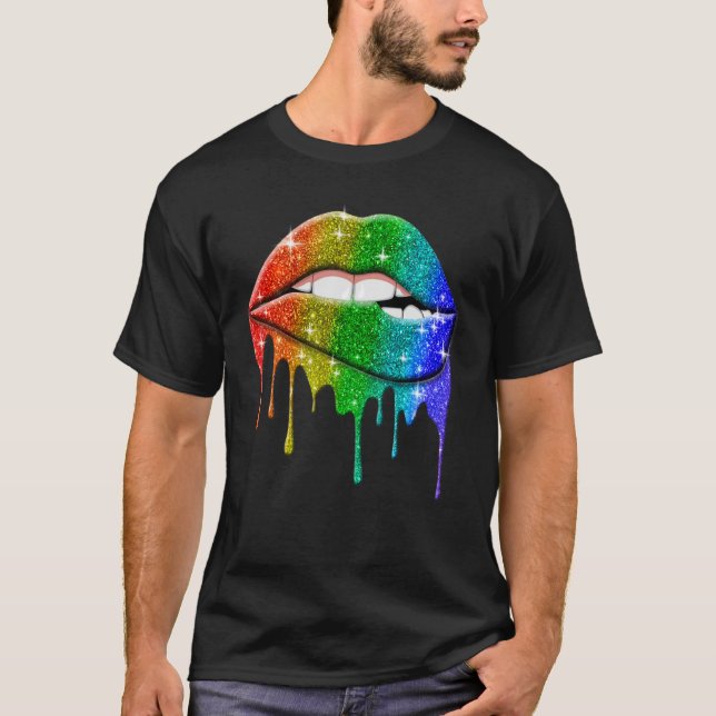 Lgbt Rainbow  Lips Pride  Gay Homosexual Lesbian T-Shirt (Front)
