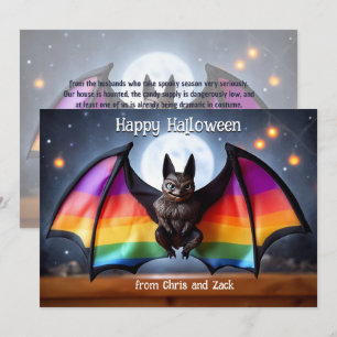 🎃🌈LGBT Rainbow Moon Bat Invitation