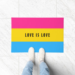 LGBT Rainbow Pansexual Pride Flag Custom Text Doormat