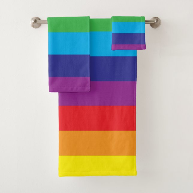 Lgbt Rainbow Pattern Lgbt Bath Towel Set (Insitu)