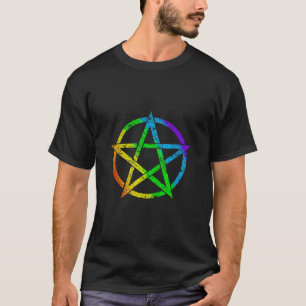 LGBT Rainbow Pentagram for Wiccan Pagan Witch Retr T-Shirt