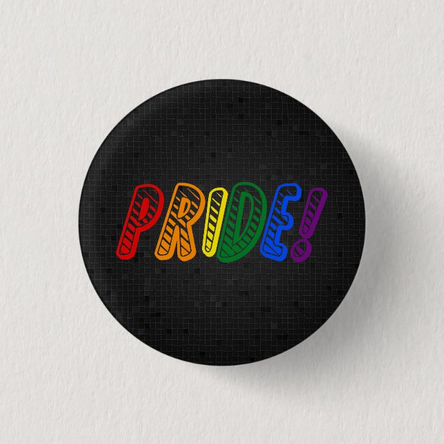 LGBT rainbow pride black button (Front)