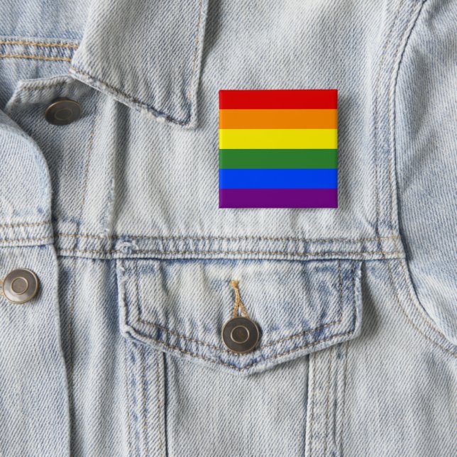 LGBT Rainbow Pride Flag 15 Cm Square Badge (In Situ)