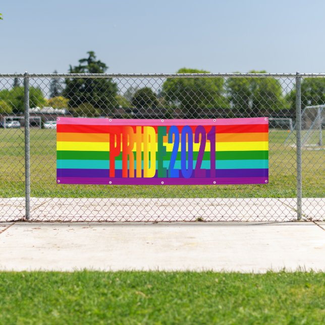 LGBT Rainbow Pride Flag LGBTQ Gay Pride 2021 Banner (Insitu)