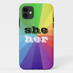 LGBT Rainbow Pride Flag Pronoun She/Her iPhone 11 Case