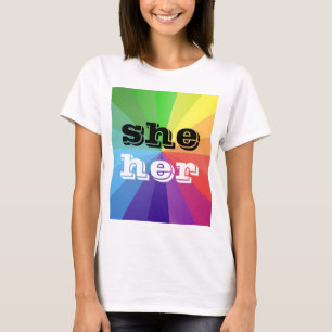 LGBT Rainbow Pride Flag Pronoun She/Her T-Shirt