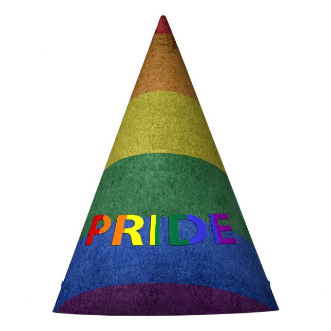 LGBT Rainbow Pride Flag Retro Style Party Hat (Front)