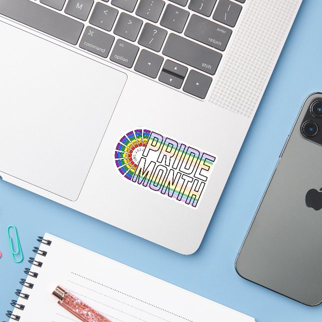 LGBT Rainbow Pride flag Sticker (Laptop w/ iPhone)