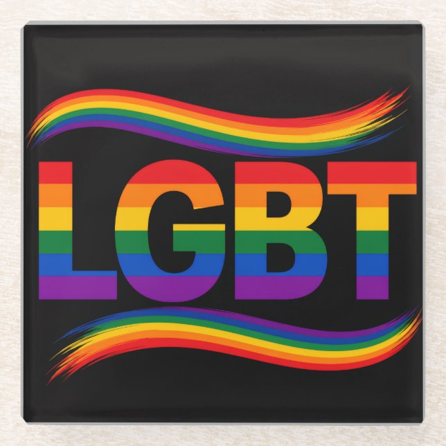 LGBT Rainbow Pride Glass Coaster (Front)