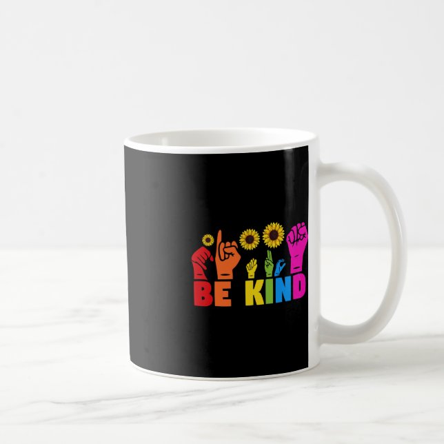 LGBT Rainbow Pride Month  ASL  Be Kind Hand Sign L Coffee Mug (Right)