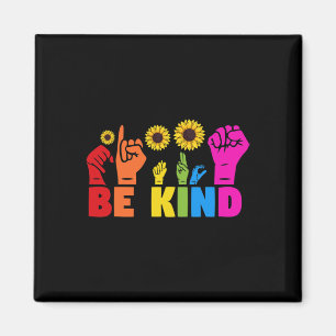 LGBT Rainbow Pride Month ASL Be Kind Hand Sign L Magnet