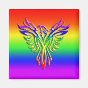 LGBT Rainbow Pride Phoenix Rising, embossed-effect Magnet