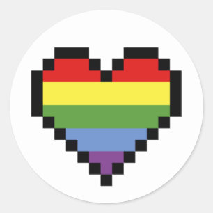 LGBT rainbow pride pixel art Classic Round Sticker