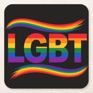 LGBT Rainbow Pride Square Paper Coaster