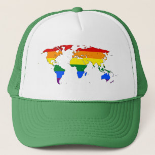 LGBT rainbow pride world map Hat