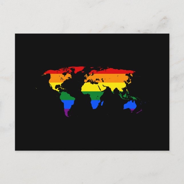 LGBT rainbow pride world map Postcard (Front)