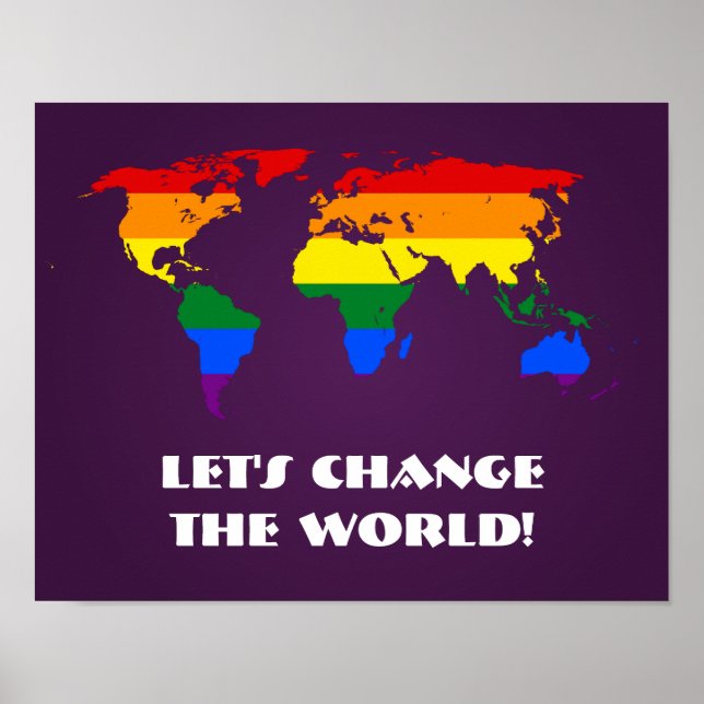 LGBT rainbow pride world map poster (Front)