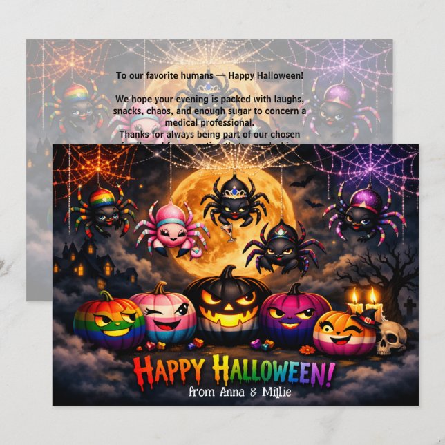 🕷️🌈LGBT Rainbow Pumpkin Patch  card (Front/Back)