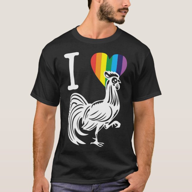 LGBT Rainbow Rooster Gay Lesbian Pride Holiday -st T-Shirt (Front)