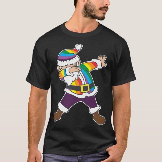 LGBT Rainbow Santa Gay LGBTQ Christmas Xmas Gift - T-Shirt (Front)