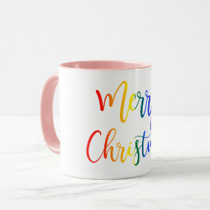 LGBT Rainbow Script Merry Christmas Pride Mug