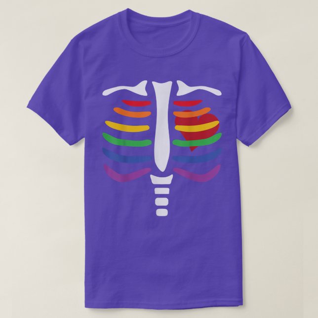 LGBT Rainbow Skeleton T-Shirt (Design Front)