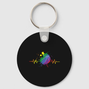 Lgbt Rainbow Sketll Heartbeat Gay Lesbian Pride Ma Key Ring