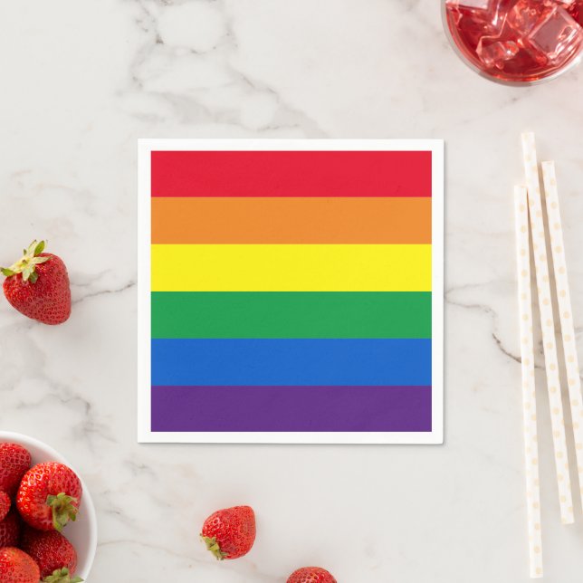 Lgbt rainbow stripes colours gay pride flag paper napkin (Insitu)