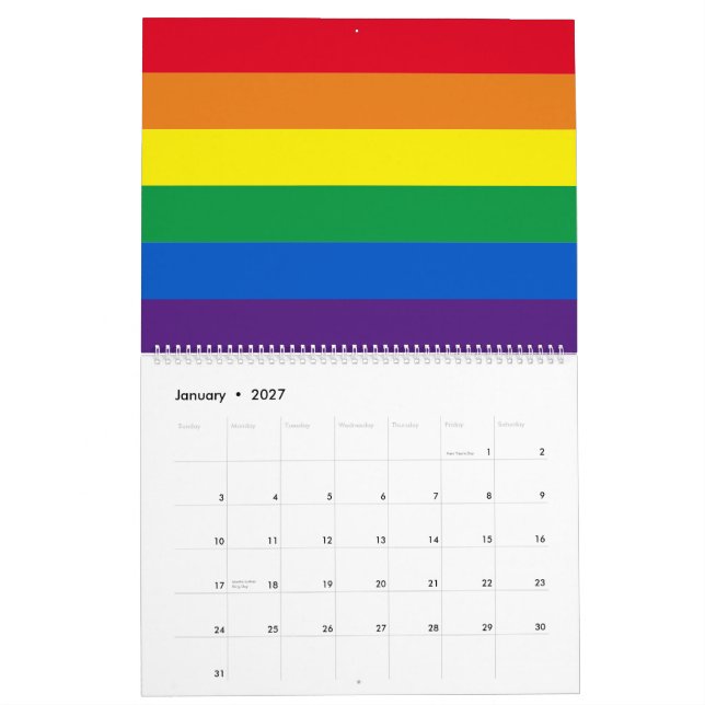 Lgbt rainbow stripes colours Lgbtq gay pride flag Calendar (Jan 2027)