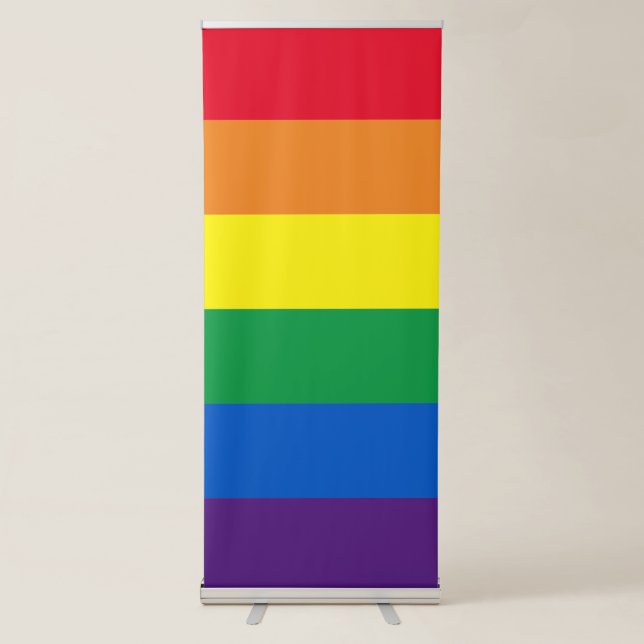 Lgbt rainbow stripes gay pride flag backdrop retractable banner (Front)