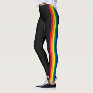 Lgbt rainbow stripes gay pride flag black leggings