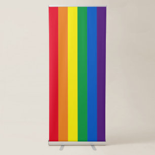 Lgbt rainbow stripes gay pride flag retractable banner
