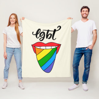 LGBT Rainbow Tongue Fleece Blanket