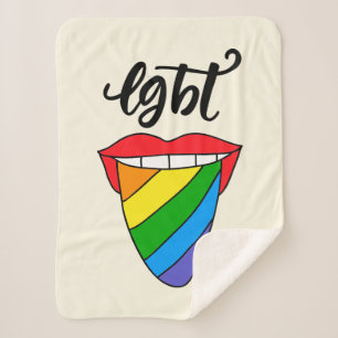 LGBT Rainbow Tongue Sherpa Blanket
