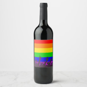 LGBT Rainbow Transgender Rainbow Flag With Waving Wine Label