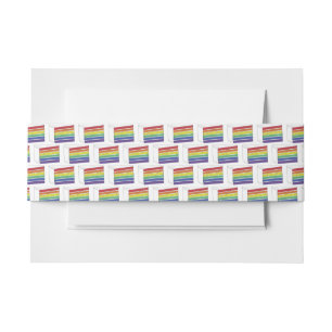 LGBT Rainbow Wedding Layer Cake Slice Gay Pride Invitation Belly Band