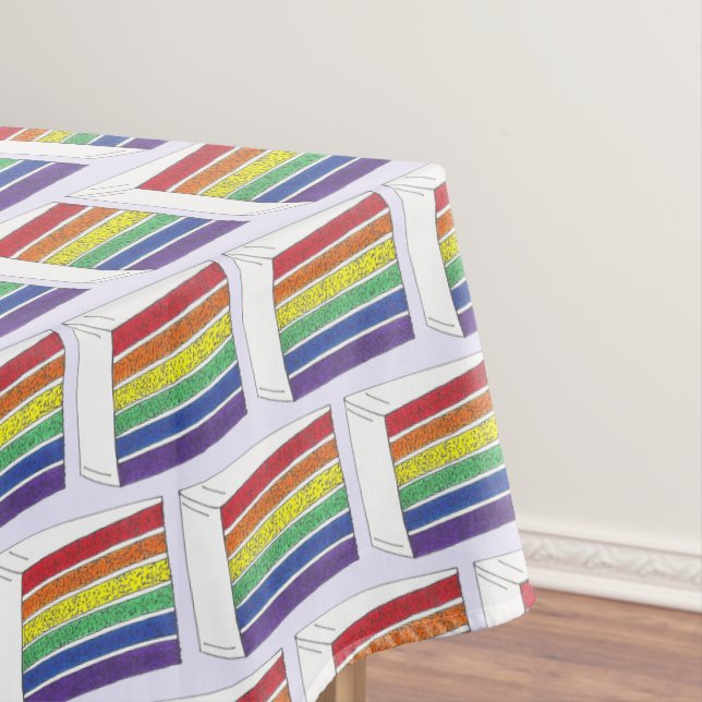 LGBT Rainbow Wedding Layer Cake Slice Gay Pride Tablecloth (In Situ)